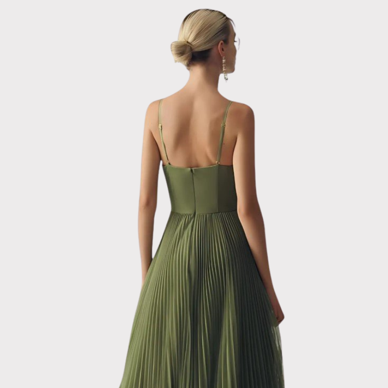 Elodie | Pleated Tulle Corset Midi Dress Liora Lane Boutique