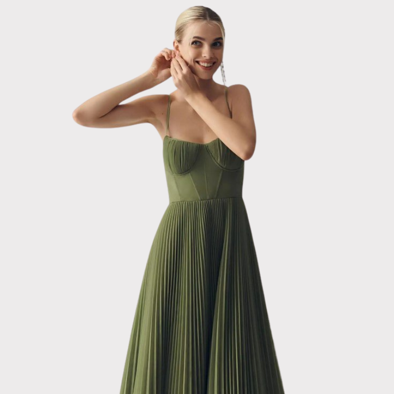 Elodie | Pleated Tulle Corset Midi Dress Liora Lane Boutique