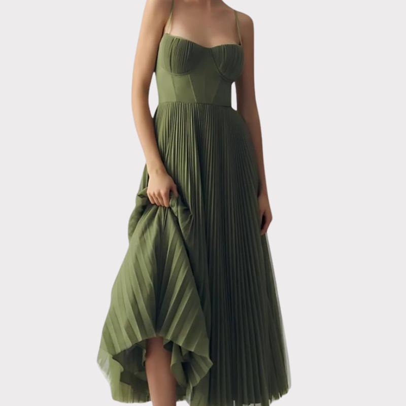 Elodie | Pleated Tulle Corset Midi Dress Liora Lane Boutique