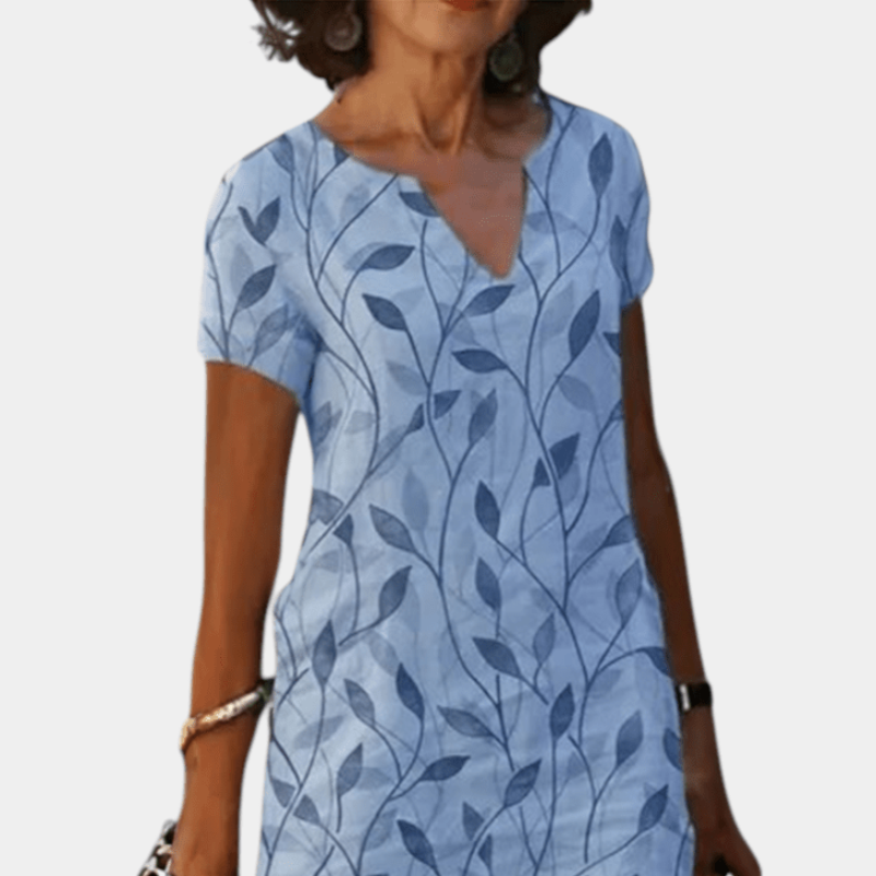 Elowen | Casual Print V-Neck Shift Dress Liora Lane Boutique