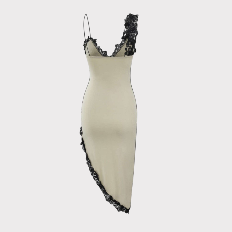 Diana | Asymmetric Lace Panel Midi Dress Liora Lane Boutique