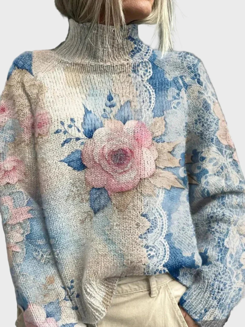 Elegant Knit Turtleneck with Lace Details Liora Lane Boutique