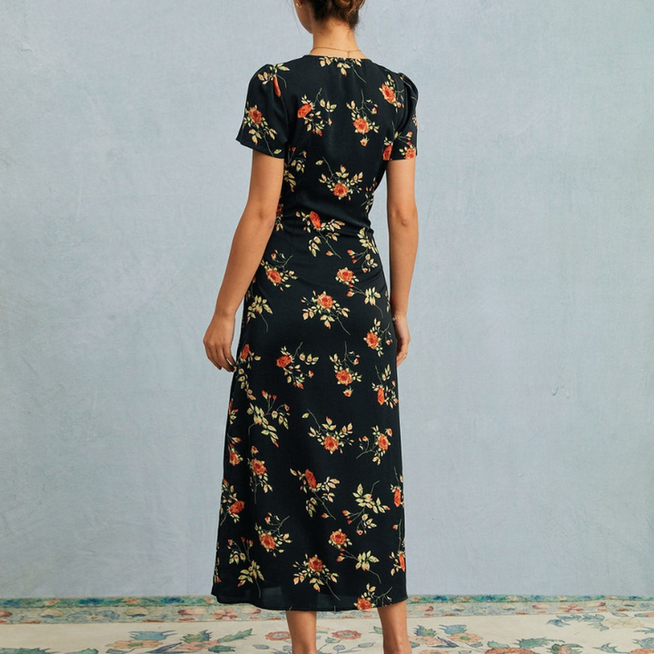 Alexia | V Neck Floral Short Sleeve Maxi Dress Liora Lane Boutique