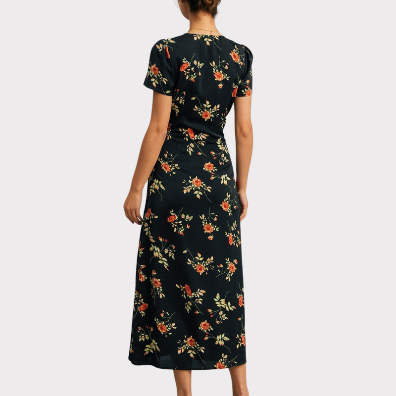 Alexia | V Neck Floral Short Sleeve Maxi Dress Liora Lane Boutique