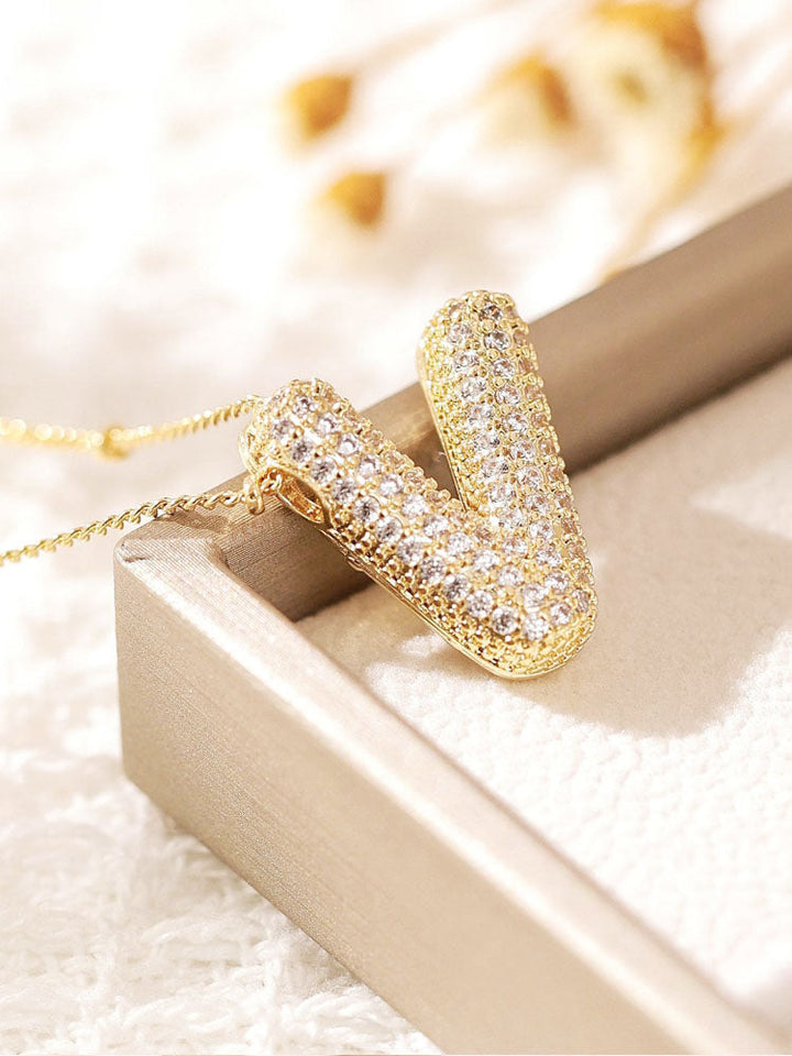Pavé Bubble Letter Monogram Necklace Jasmine's Boutique Australia