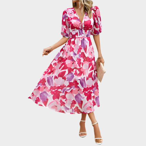 Elegant Midi Dress with Puff Sleeves Jasmine's Boutique Australia