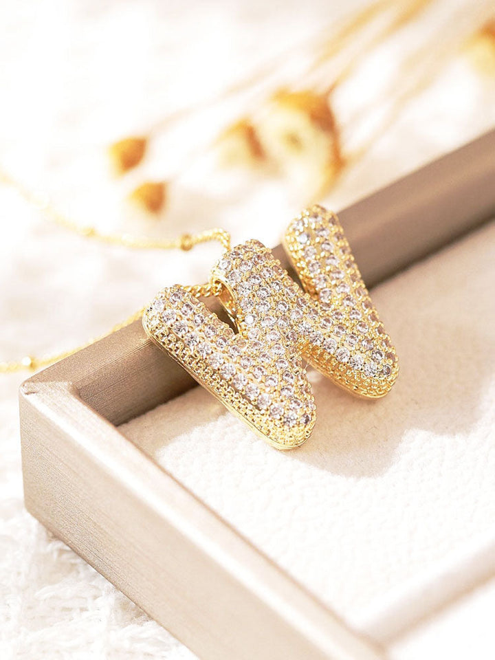 Pavé Bubble Letter Monogram Necklace Jasmine's Boutique Australia