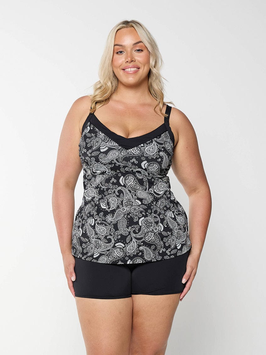 Women’s Black Paisley Print Underwire Tankini Top Jasmine's Boutique Australia