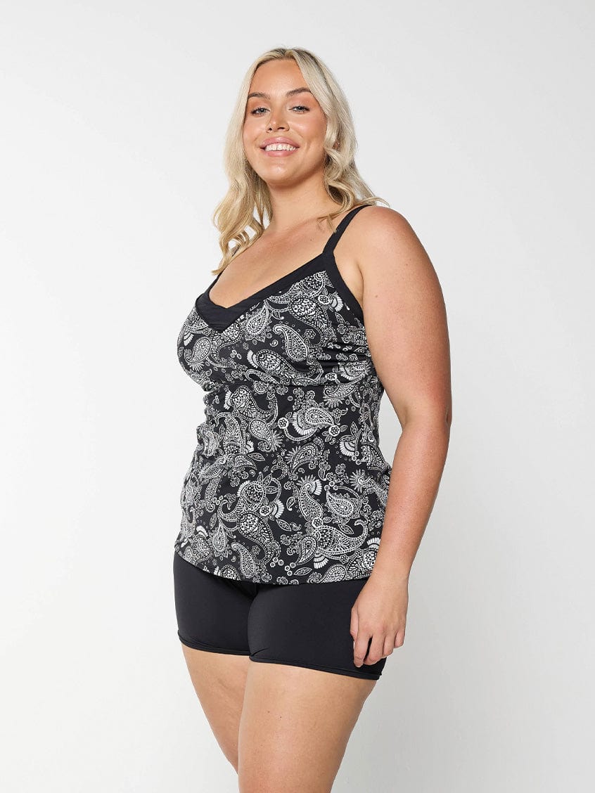 Women’s Black Paisley Print Underwire Tankini Top Jasmine's Boutique Australia