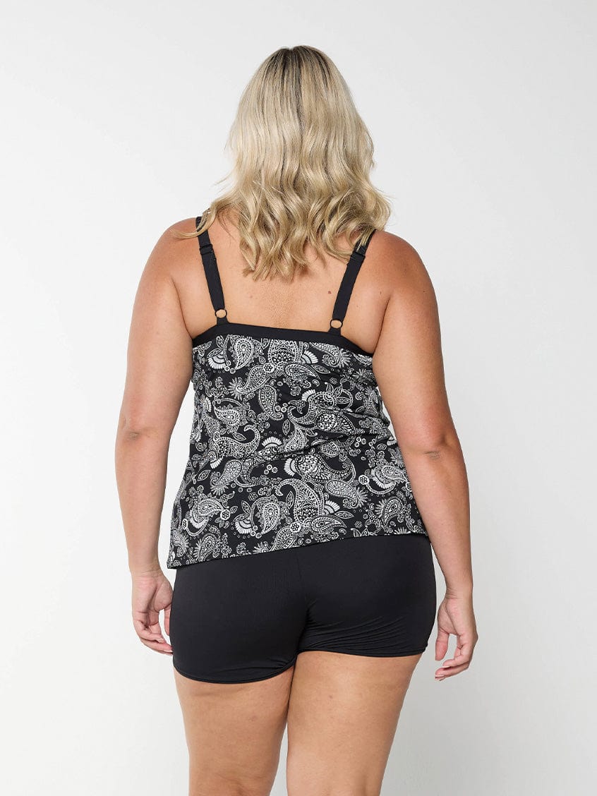 Women’s Black Paisley Print Underwire Tankini Top Jasmine's Boutique Australia