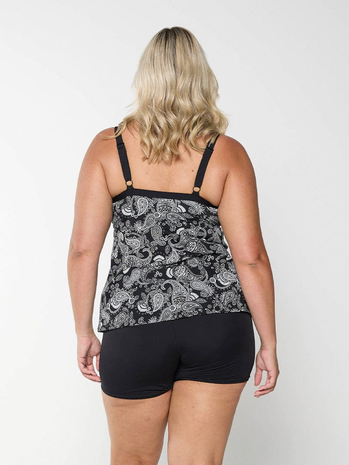 Women’s Black Paisley Print Underwire Tankini Top Jasmine's Boutique Australia