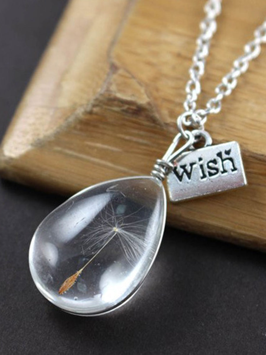 Flower Necklace from Pressed Resin - Crystal Tear Dandelion Jasmine's Boutique Australia