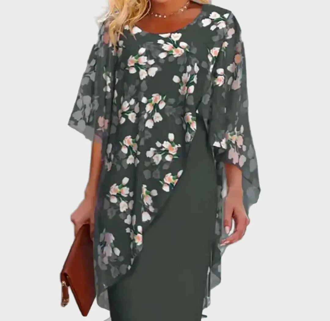 Navy Blue Floral Overlay Dress Jasmine's Boutique Australia