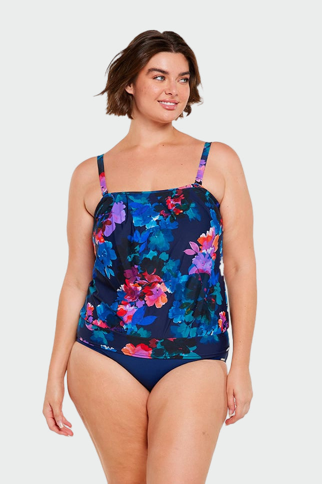 Womens Bandeau Tankini Top Navy Blue Floral Jasmine's Boutique Australia