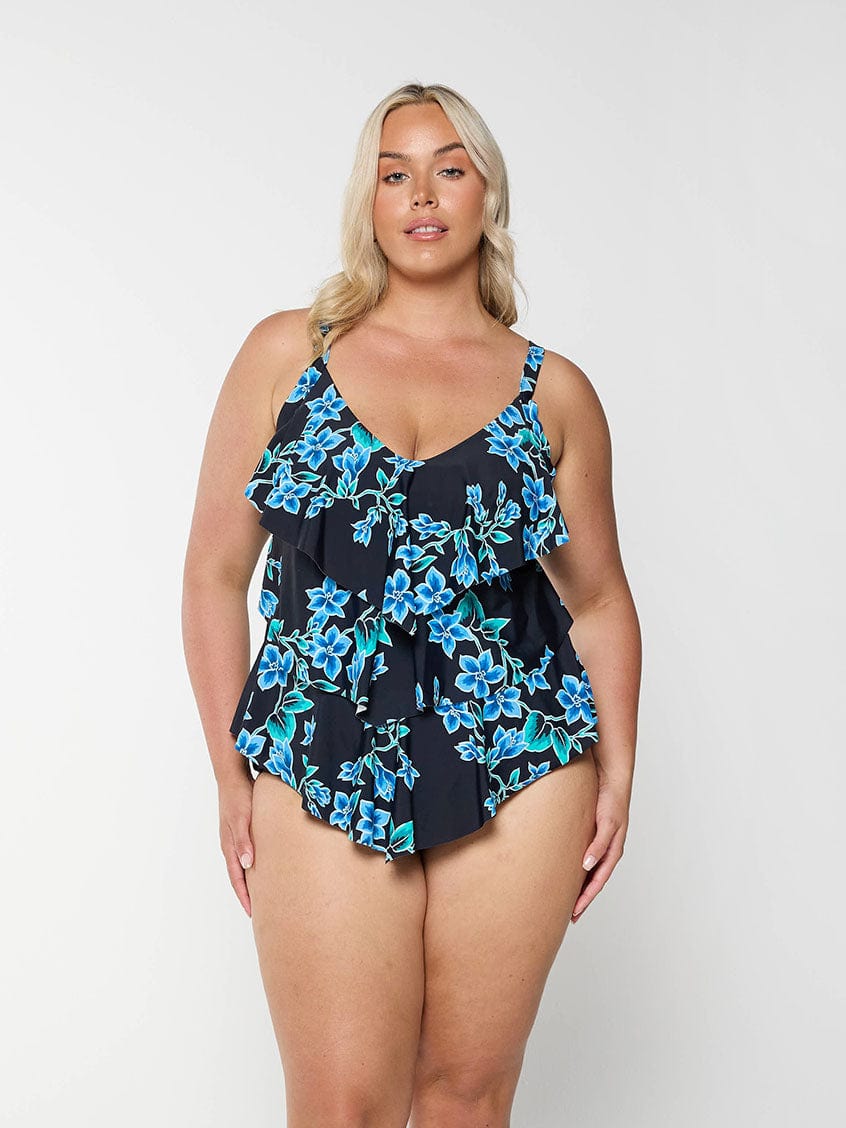 Women’s Blue Floral Ruffle Tankini Top Jasmine's Boutique Australia