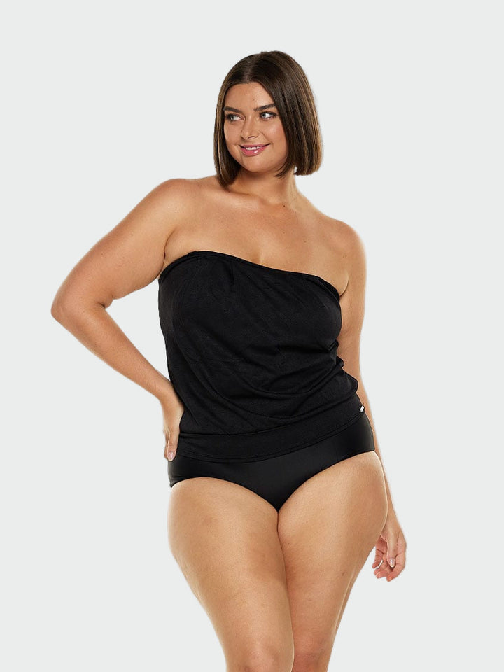Black Textured Bandeau Tankini Top Jasmine's Boutique Australia