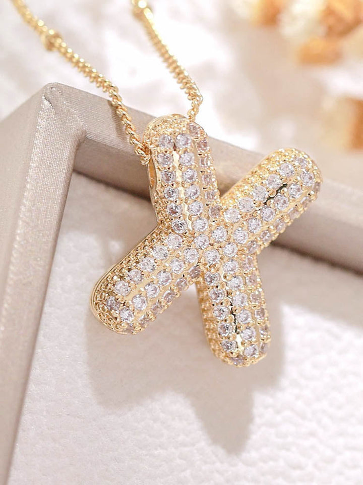 Pavé Bubble Letter Monogram Necklace Jasmine's Boutique Australia