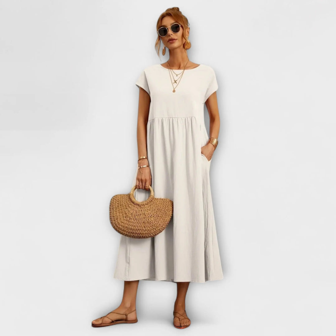 Midi Dress with Simple Line and Side Pockets Jasmine's Boutique Australia
