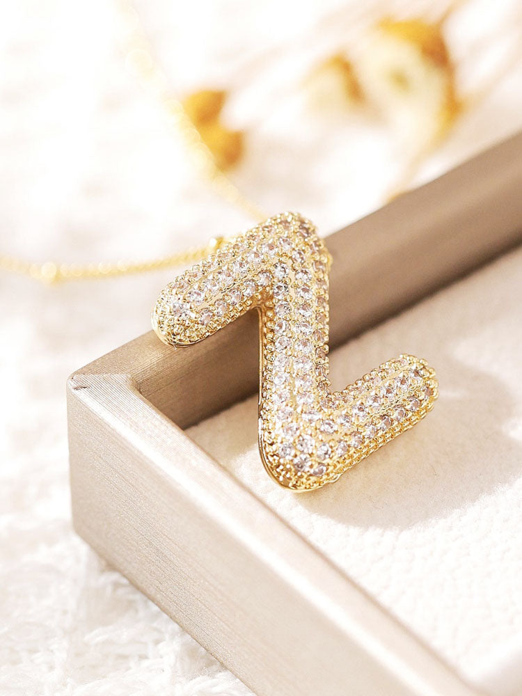 Pavé Bubble Letter Monogram Necklace Jasmine's Boutique Australia