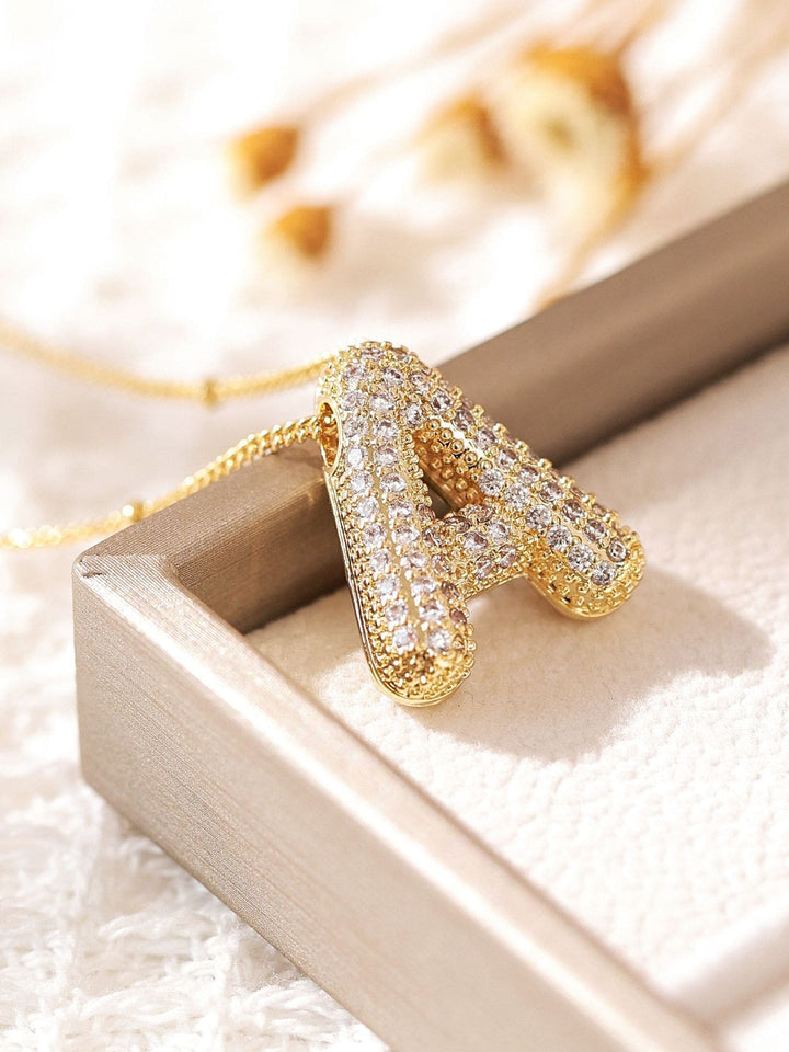 Pavé Bubble Letter Monogram Necklace Jasmine's Boutique Australia