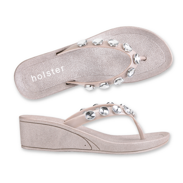 Holster Crystal Nude Wedge Sandals Jasmine's Boutique Australia
