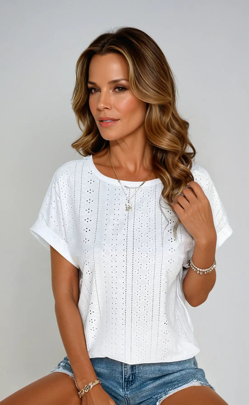 Mint Breeze Eyelet Blouse Jasmine's Boutique Australia