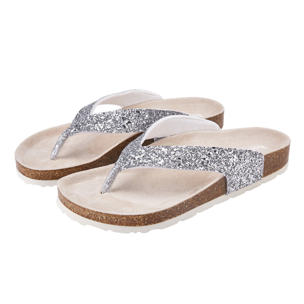 Holster Luxe Cork Thong Sandals – Silver Glitter Jasmine's Boutique Australia
