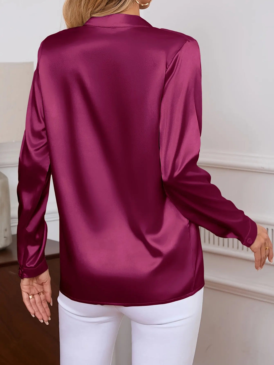 Satin Charm V-Neck Blouse Jasmine's Boutique Australia