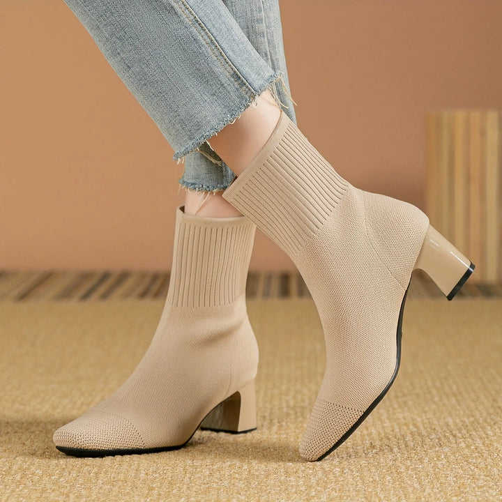 Midnight Knit Block Heel Boots Jasmine's Boutique Australia