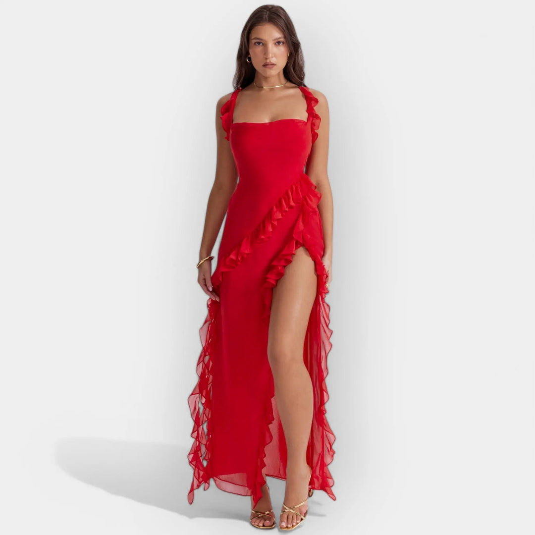Dress with Slit and Ruffled Details Jasmine's Boutique Australia