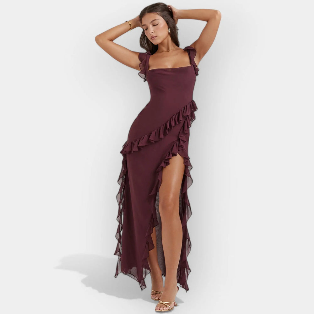 Dress with Slit and Ruffled Details Jasmine's Boutique Australia