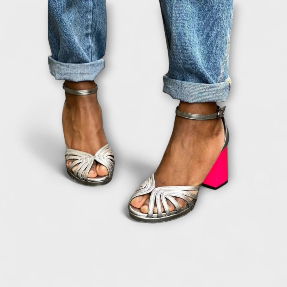 Metallic Sandals with Fuchsia Heel Jasmine's Boutique Australia