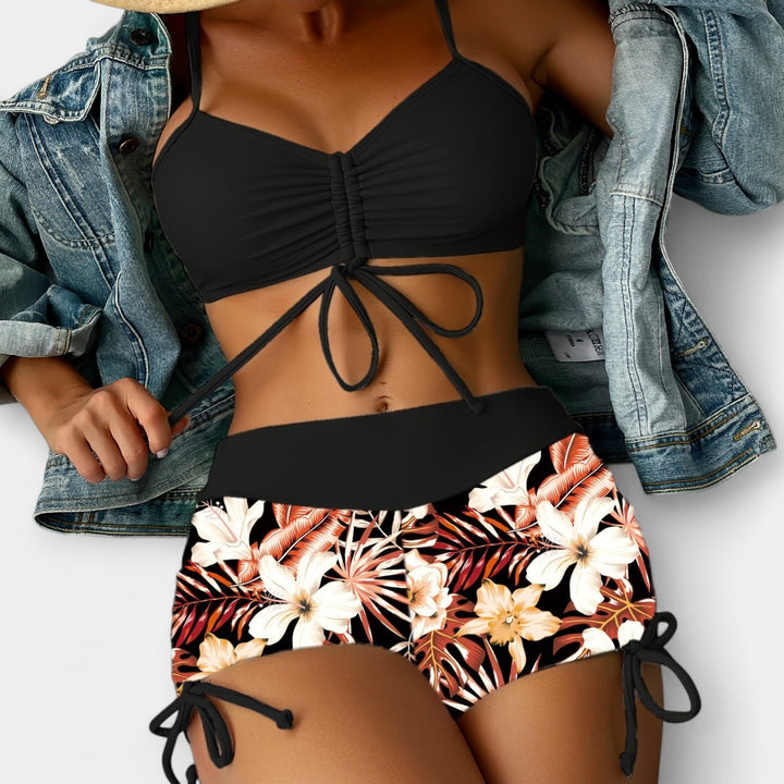 High-Waisted Bikini with Tropical Patterns Jasmine's Boutique Australia
