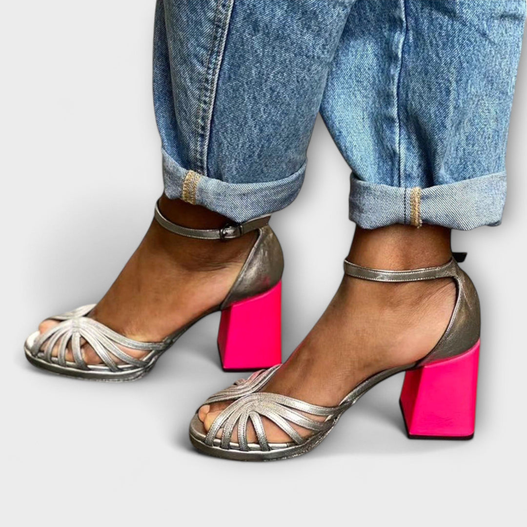 Metallic Sandals with Fuchsia Heel Jasmine's Boutique Australia