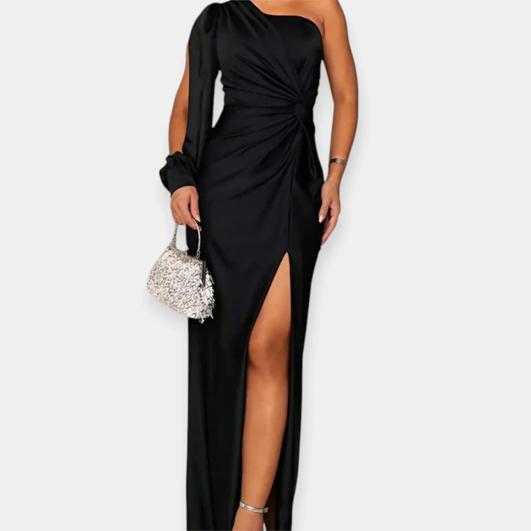 Maxi Dress with Asymmetrical Shoulder and Slit Jasmine's Boutique Australia