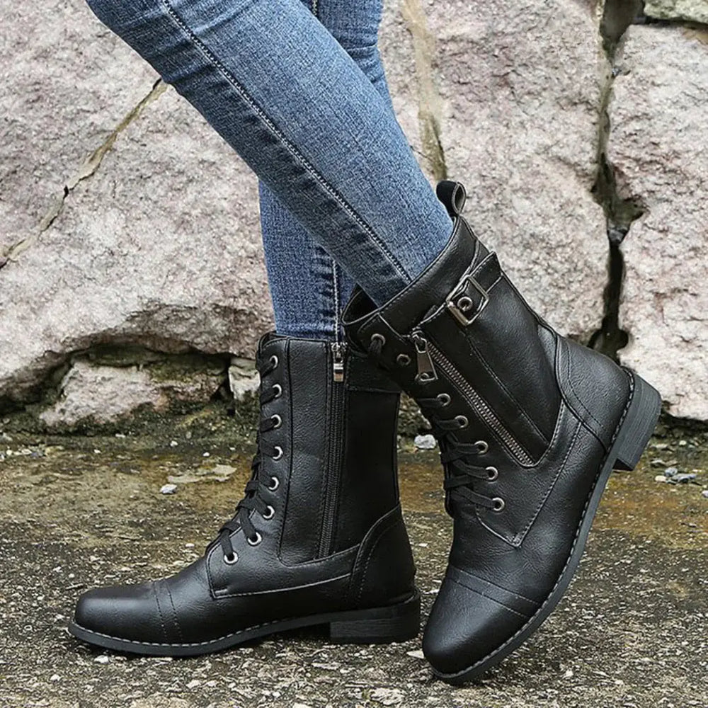 Urban Edge Lace-Up Combat Boots Jasmine's Boutique Australia