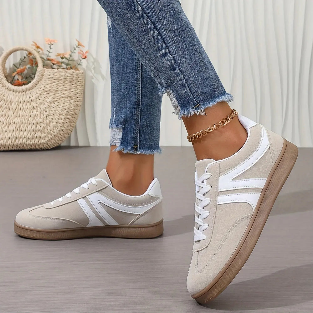 Beige Retro Lace-Up Sneakers Jasmine's Boutique Australia