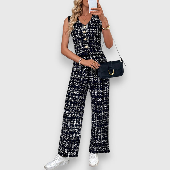 Two-Piece Set with V-Neck and Matching Pants Jasmine's Boutique Australia