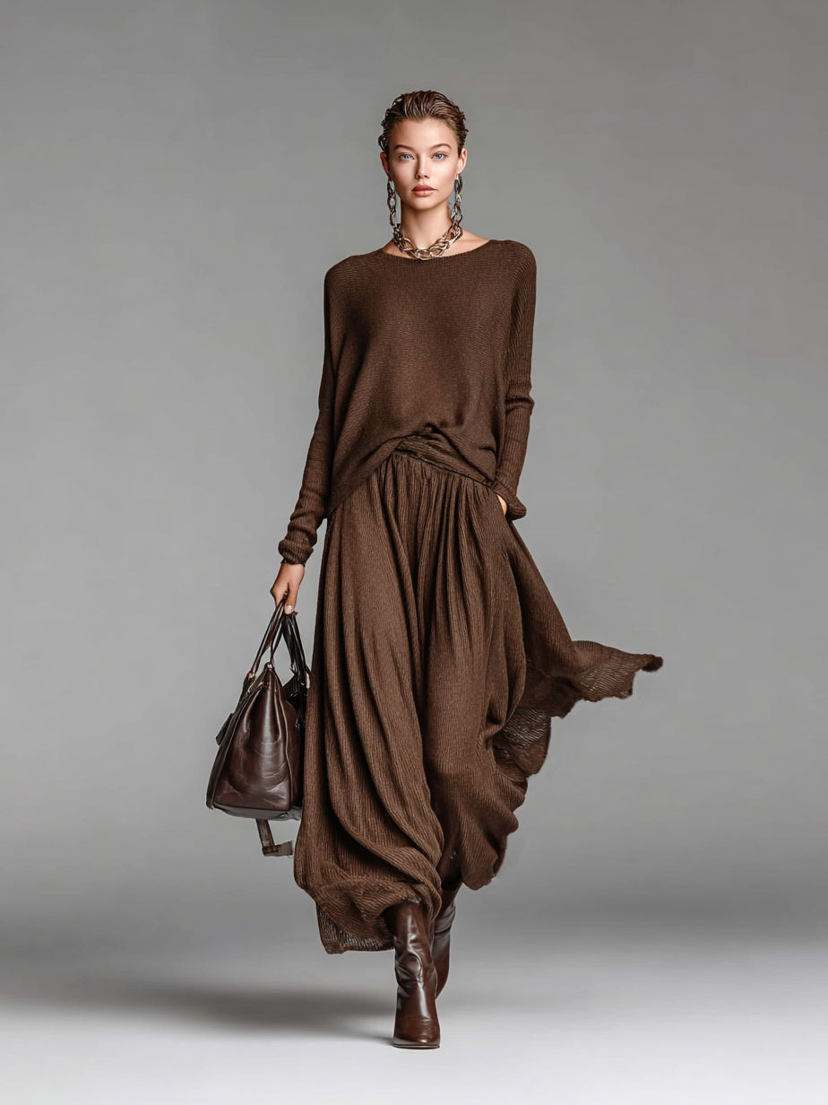 Skirt and Knit Crewneck Sweater Set Jasmine's Boutique Australia