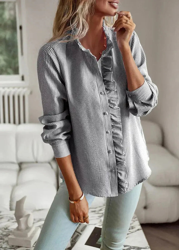 Soft Blush Ruffle Button-Up Blouse Jasmine's Boutique Australia