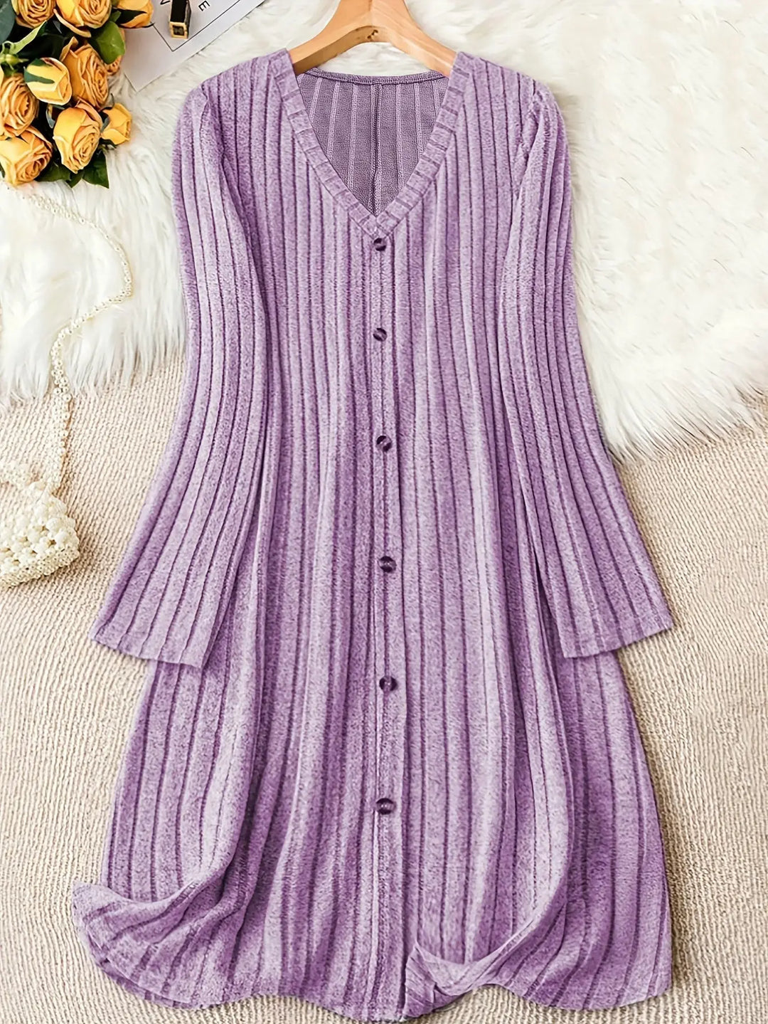 Buttoned Ribbed Knit Dress Jasmine's Boutique Australia