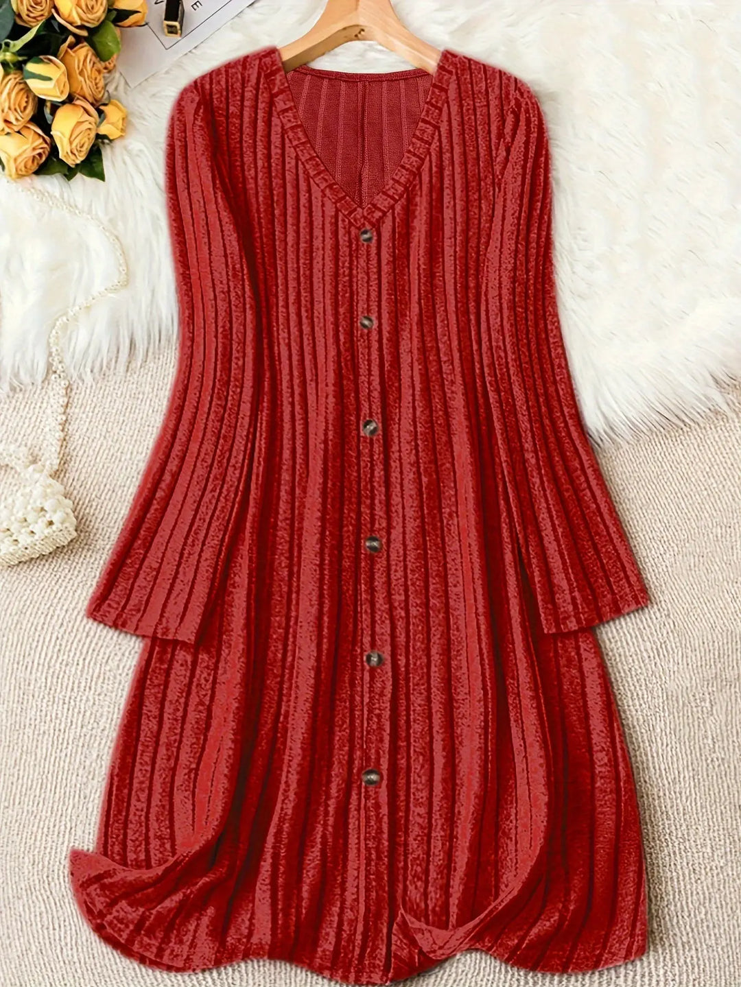 Buttoned Ribbed Knit Dress Jasmine's Boutique Australia