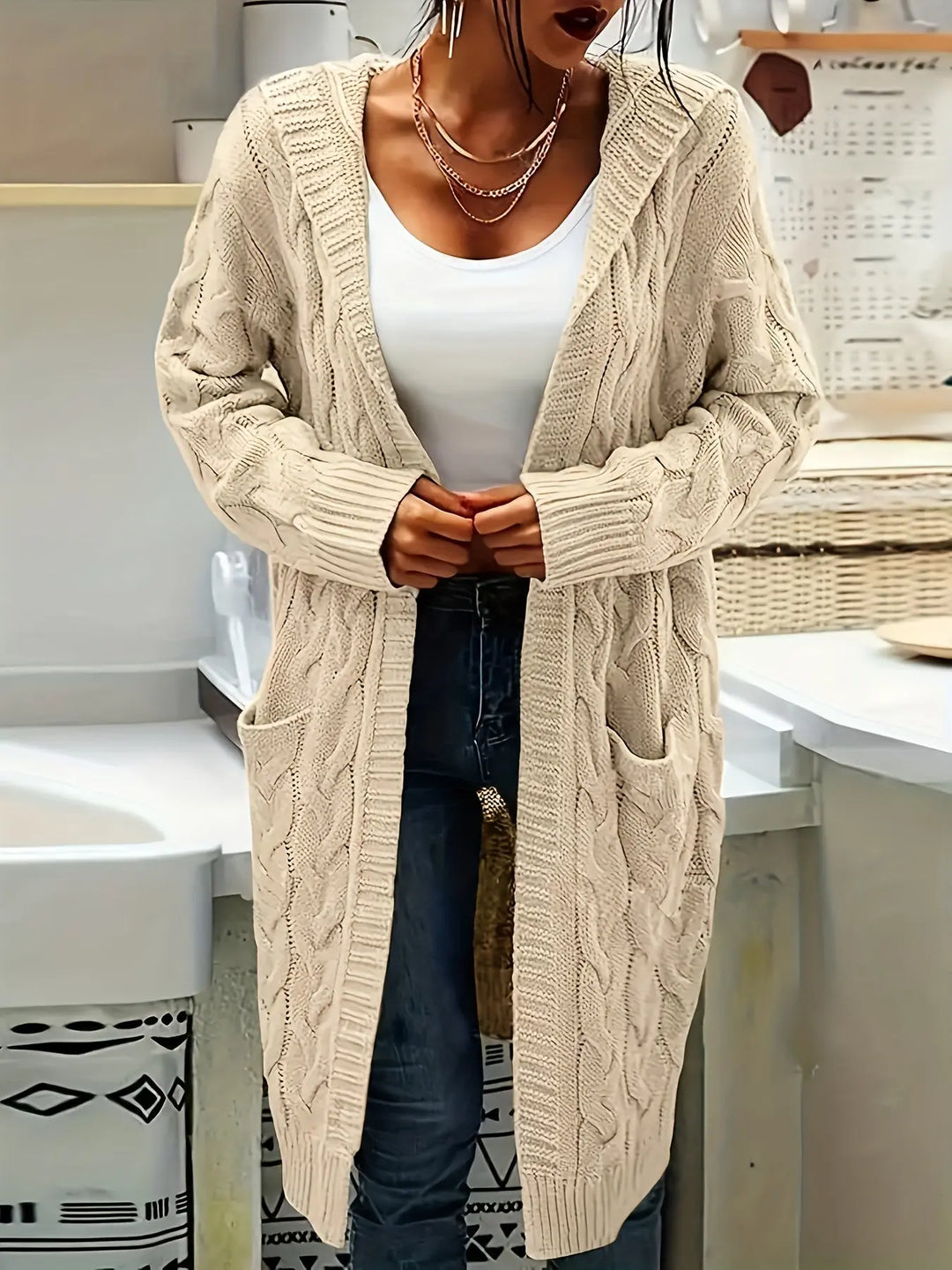 Silver Knit Longline Cardigan Jasmine's Boutique Australia