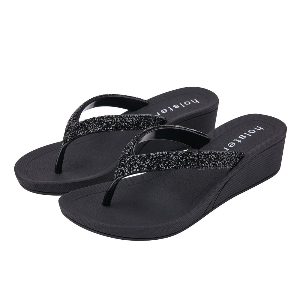 Holster Black Crystal Wedge Sandals Jasmine's Boutique Australia