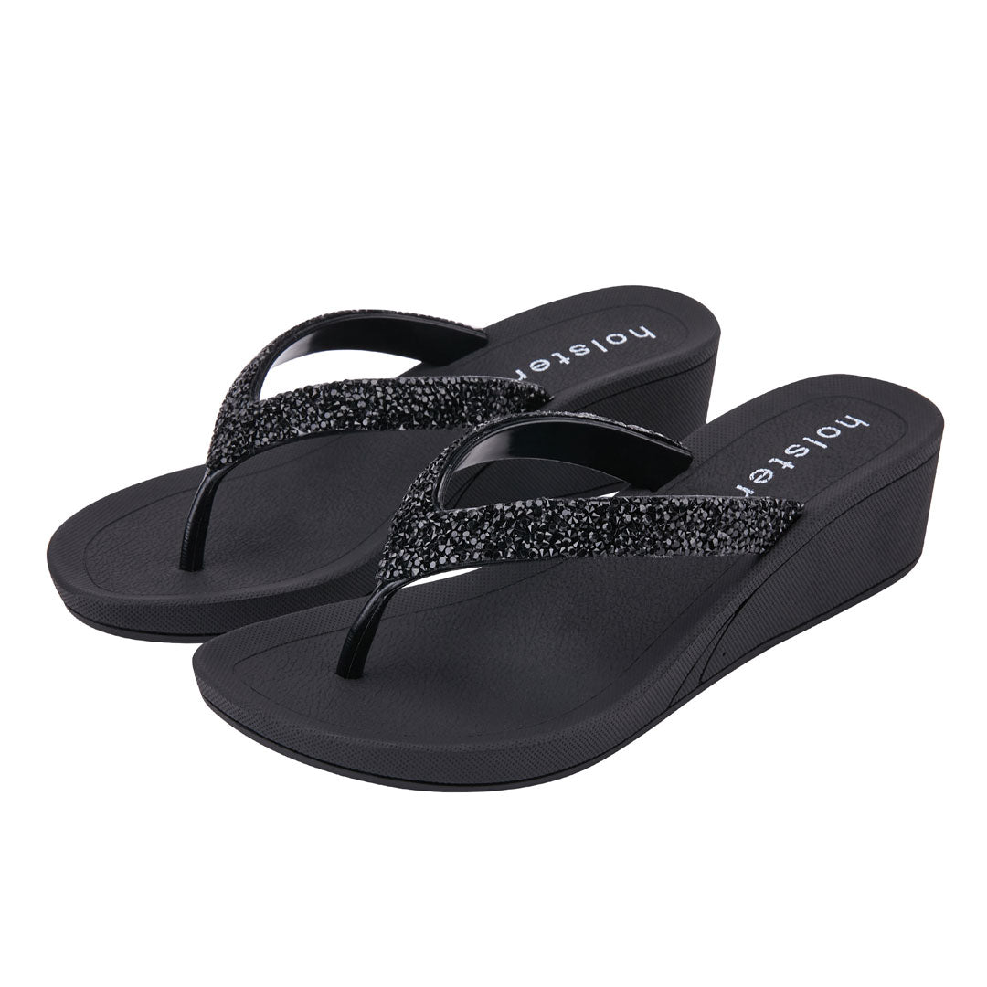 Holster Black Crystal Wedge Sandals Jasmine's Boutique Australia
