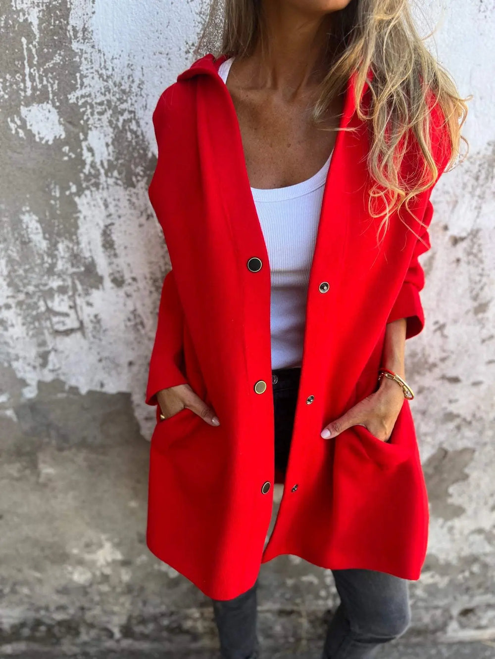Scarlet Elegance Longline Coat Jasmine's Boutique Australia