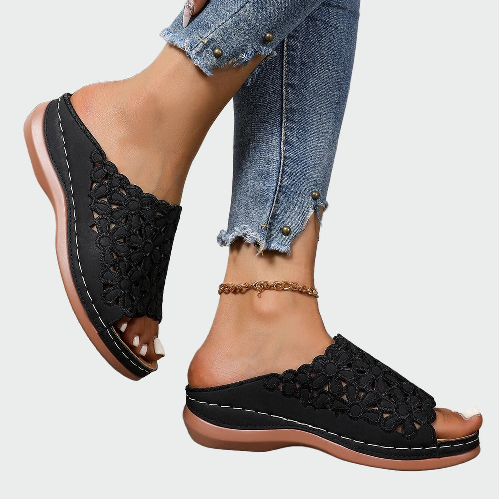Navy Floral Cutout Sandals Jasmine's Boutique Australia