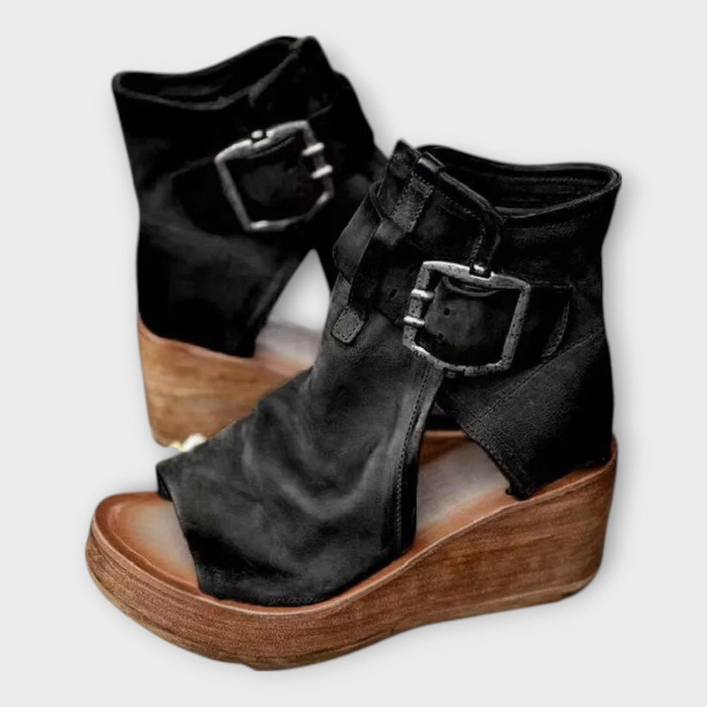 Platform Ankle Boots with Open Toe and Strap Liora Lane Boutique