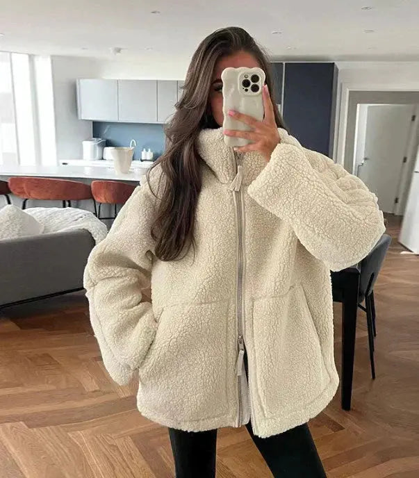 Cozy Sherpa Zip-Up Jacket Jasmine's Boutique Australia