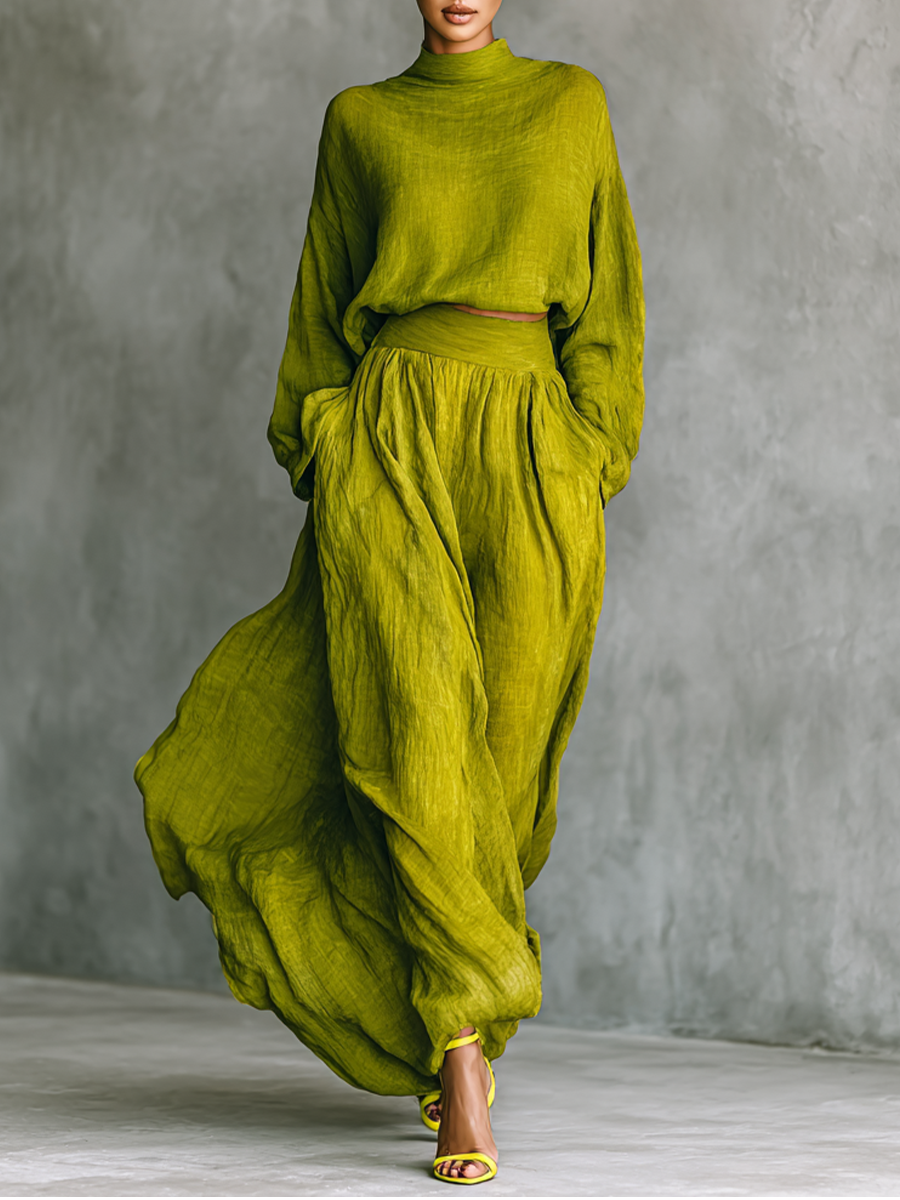 Women's Green Outfit in Cotton-Linen Blend Jasmine's Boutique Australia